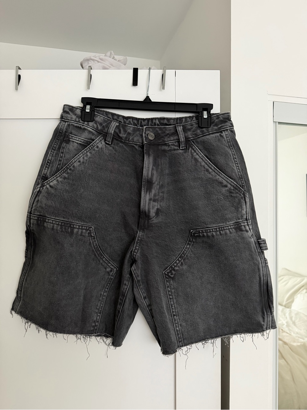 Zara Black Washed Cargo Denim Shorts